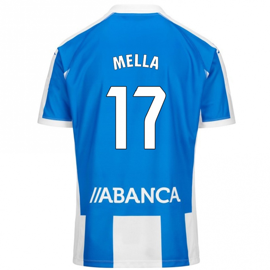 Gyermek Labdarúgás David Mella #17 Kék Fehér Hazai Jersey 2024/25 Mez Póló Ing