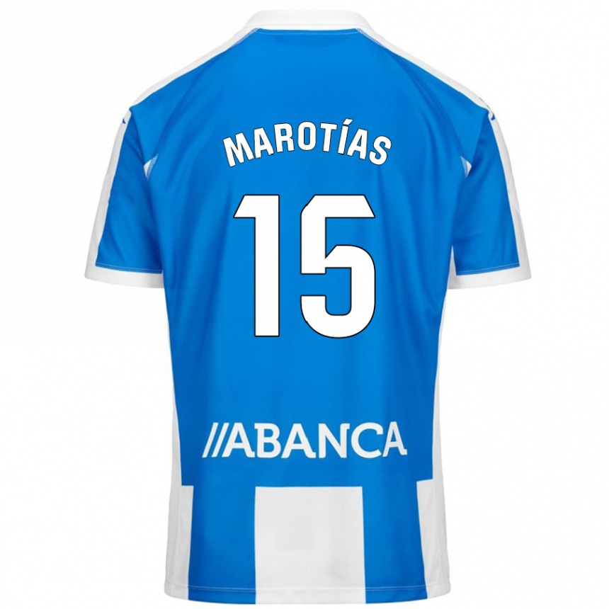 Gyermek Labdarúgás Oscar Marotías #15 Kék Fehér Hazai Jersey 2024/25 Mez Póló Ing