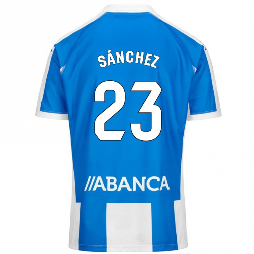 Gyermek Labdarúgás Kevin Sánchez #23 Kék Fehér Hazai Jersey 2024/25 Mez Póló Ing