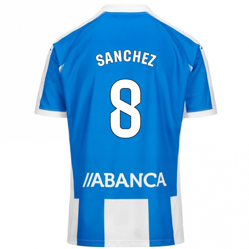 Gyermek Labdarúgás Carlota Sánchez #8 Kék Fehér Hazai Jersey 2024/25 Mez Póló Ing