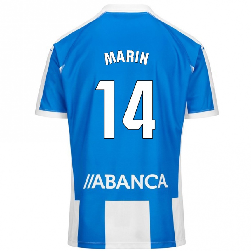 Gyermek Labdarúgás Ainhoa Marín #14 Kék Fehér Hazai Jersey 2024/25 Mez Póló Ing