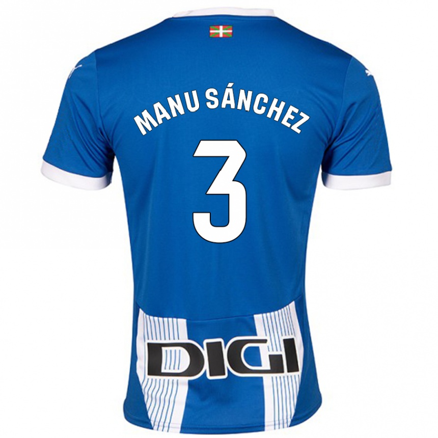 Gyermek Labdarúgás Manu Sanchez #3 Kék Hazai Jersey 2024/25 Mez Póló Ing