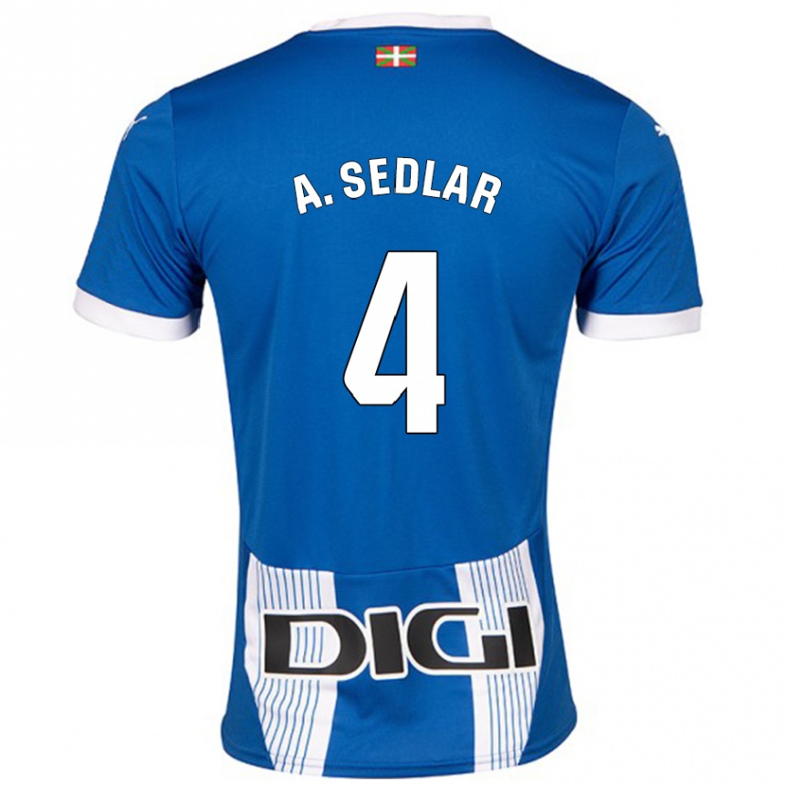 Gyermek Labdarúgás Aleksandar Sedlar #4 Kék Hazai Jersey 2024/25 Mez Póló Ing