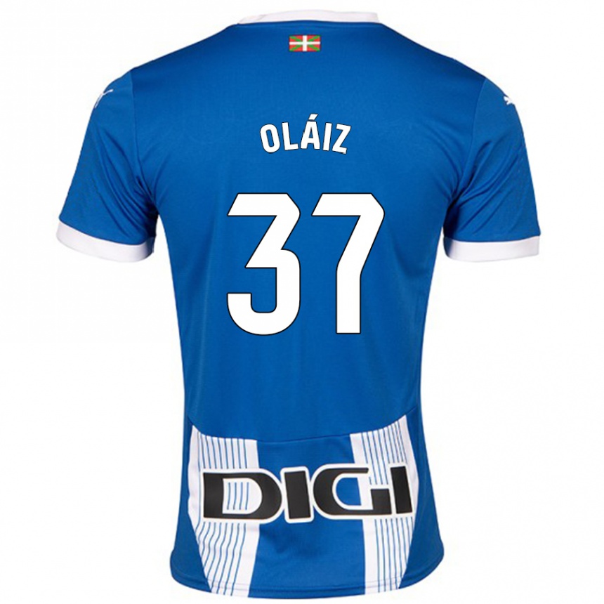 Gyermek Labdarúgás Xanet Oláiz #37 Kék Hazai Jersey 2024/25 Mez Póló Ing