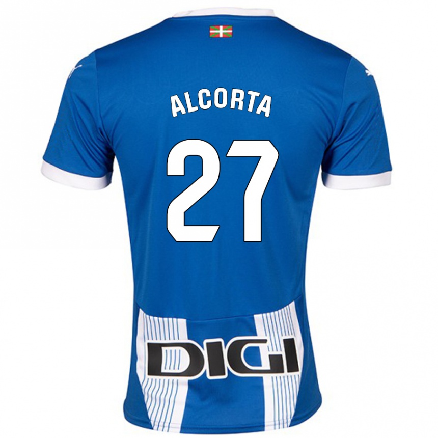 Gyermek Labdarúgás Alaitz Alcorta #27 Kék Hazai Jersey 2024/25 Mez Póló Ing