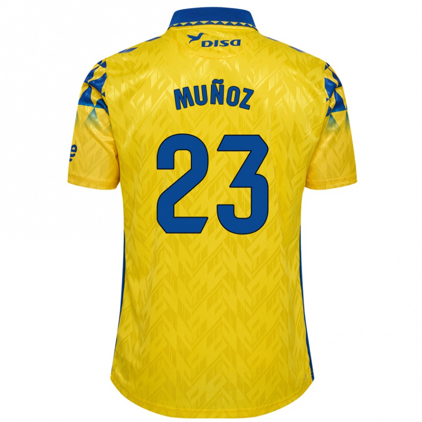 Gyermek Labdarúgás Álex Muñoz #23 Sárga Kék Hazai Jersey 2024/25 Mez Póló Ing