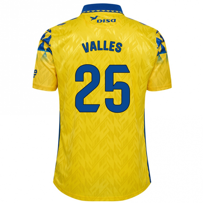 Gyermek Labdarúgás Álvaro Valles #25 Sárga Kék Hazai Jersey 2024/25 Mez Póló Ing