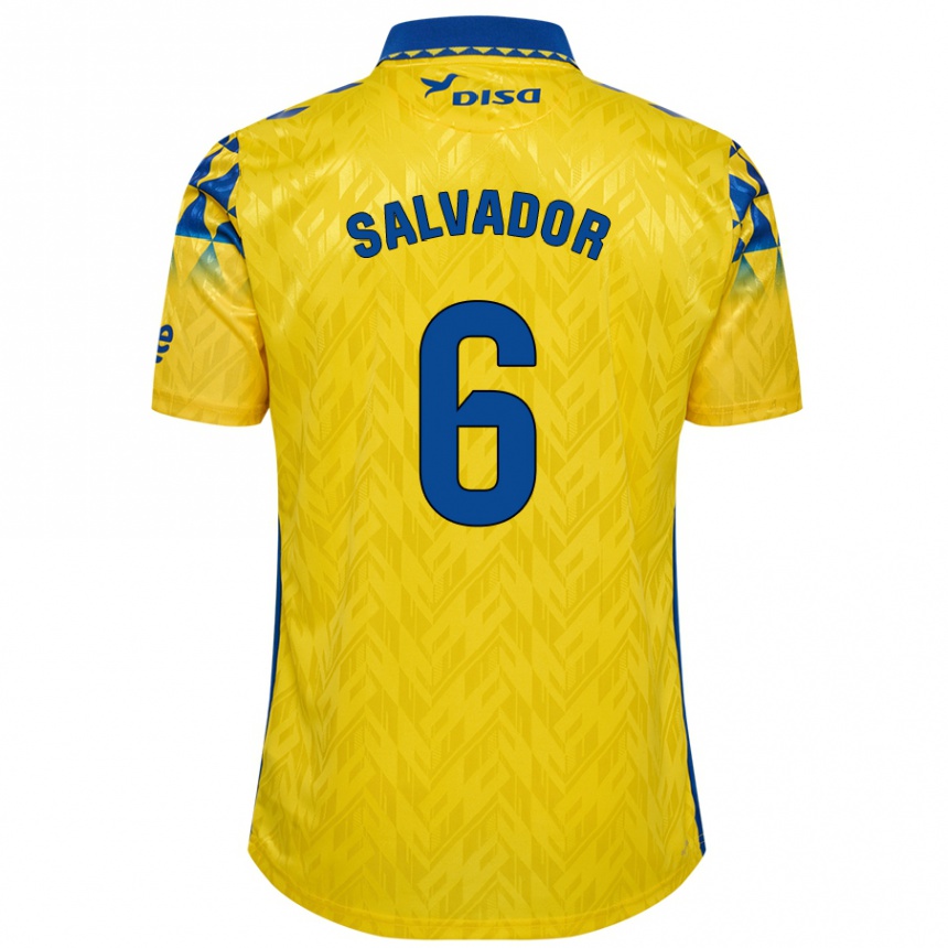 Gyermek Labdarúgás Pol Salvador #6 Sárga Kék Hazai Jersey 2024/25 Mez Póló Ing