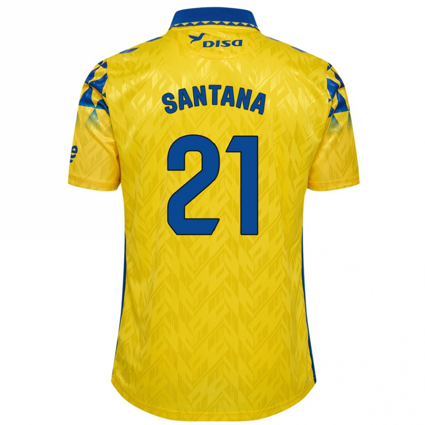 Gyermek Labdarúgás Yadam Santana #21 Sárga Kék Hazai Jersey 2024/25 Mez Póló Ing