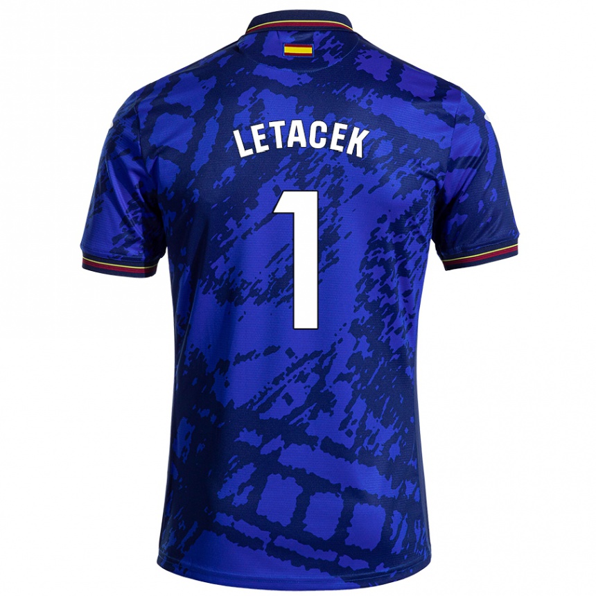 Gyermek Labdarúgás Jiri Letacek #1 Sötétebb Kék Hazai Jersey 2024/25 Mez Póló Ing