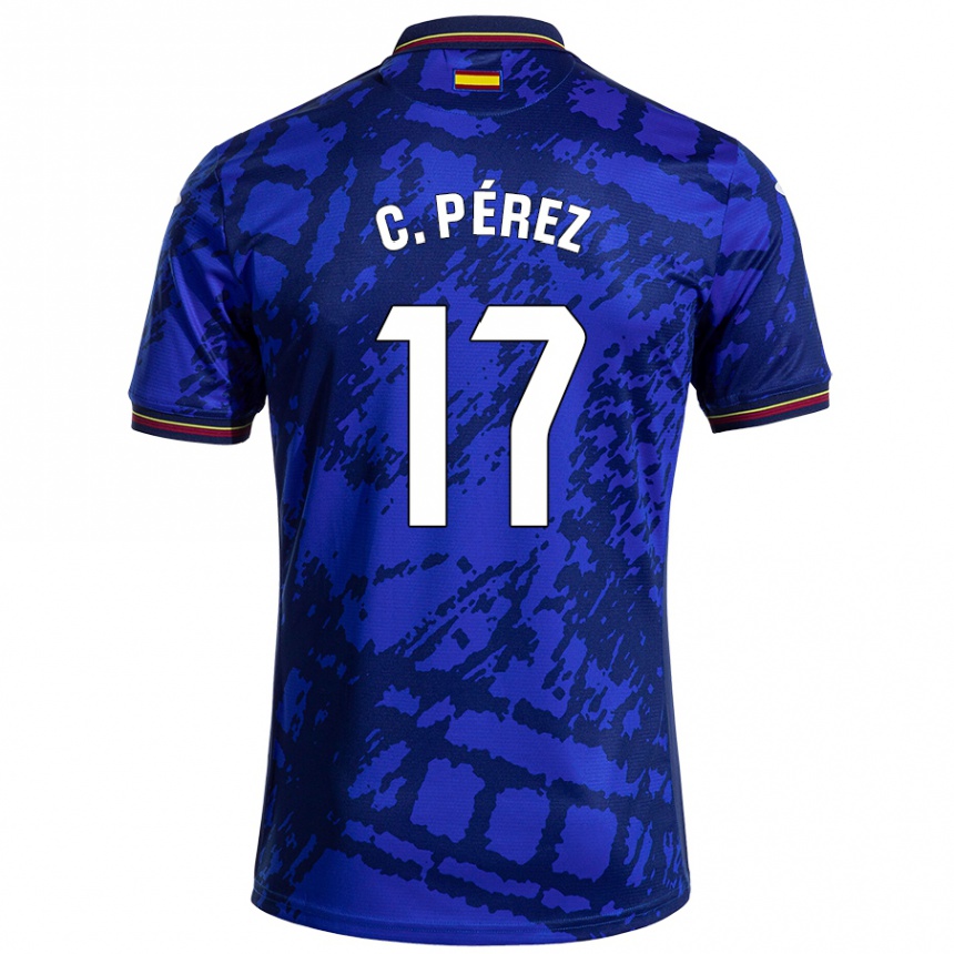 Gyermek Labdarúgás Carles Perez #17 Sötétebb Kék Hazai Jersey 2024/25 Mez Póló Ing