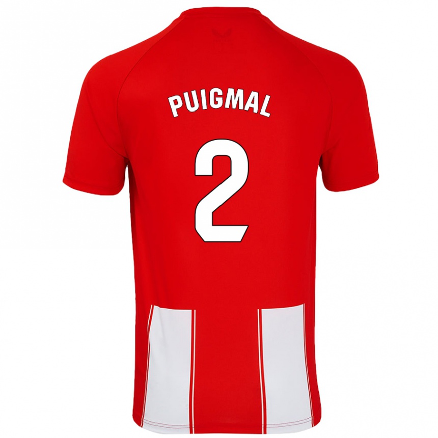 Gyermek Labdarúgás Arnau Puigmal #2 Piros Fehér Hazai Jersey 2024/25 Mez Póló Ing