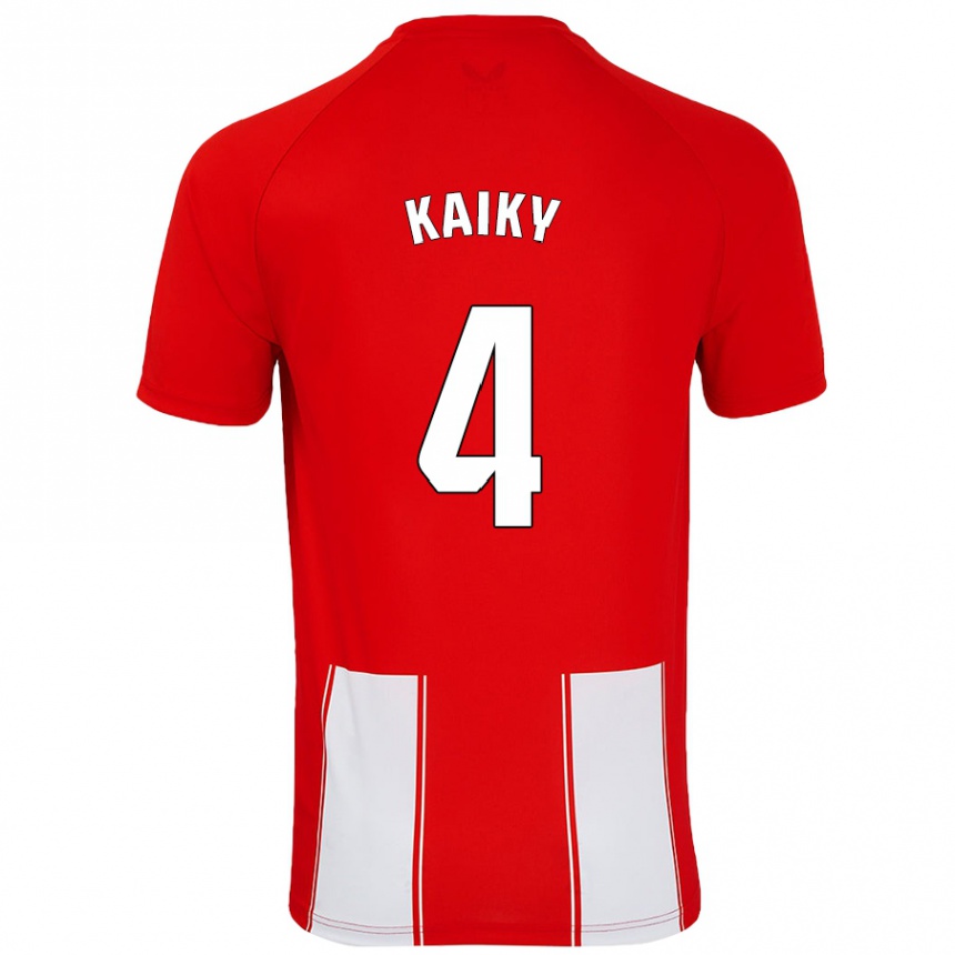 Gyermek Labdarúgás Kaiky #4 Piros Fehér Hazai Jersey 2024/25 Mez Póló Ing