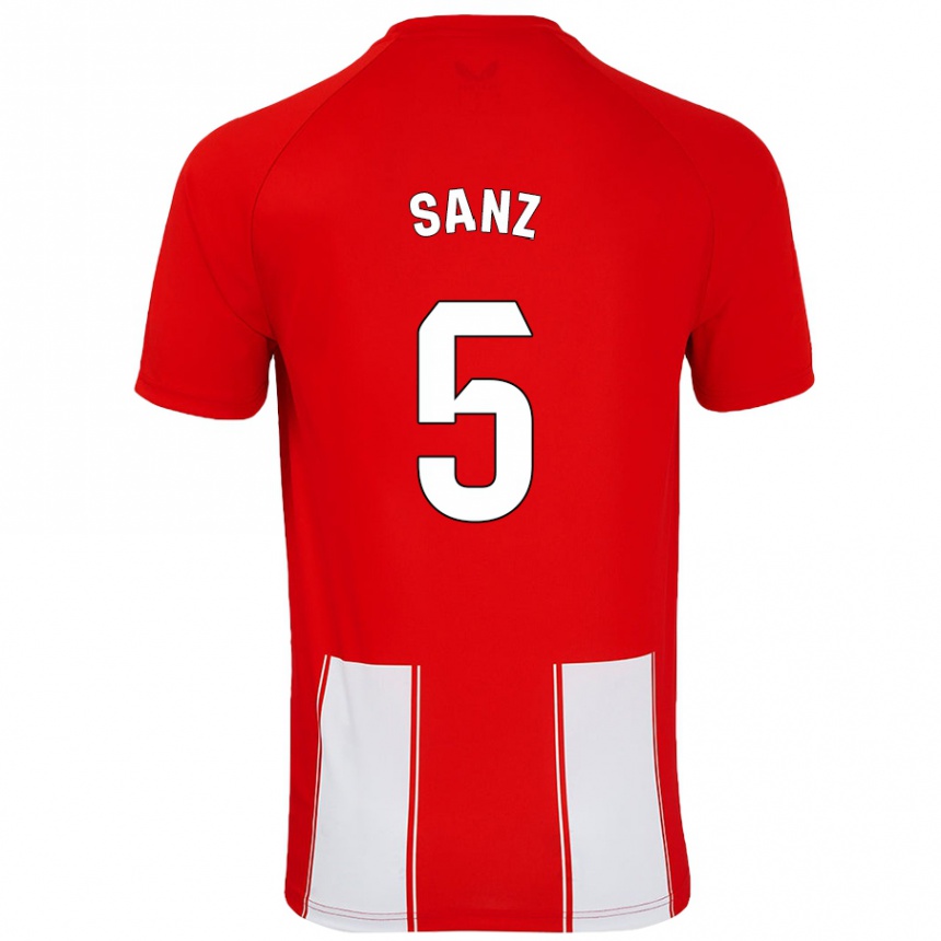 Gyermek Labdarúgás Paco Sanz #5 Piros Fehér Hazai Jersey 2024/25 Mez Póló Ing