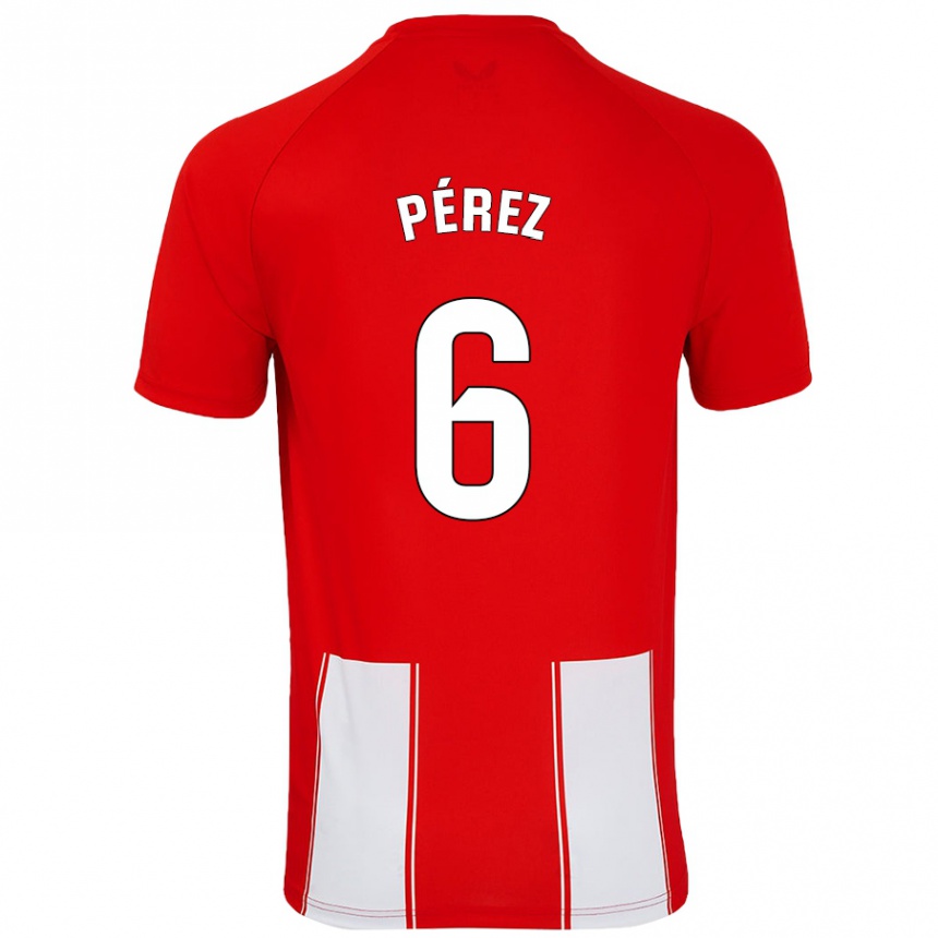 Gyermek Labdarúgás René Pérez #6 Piros Fehér Hazai Jersey 2024/25 Mez Póló Ing