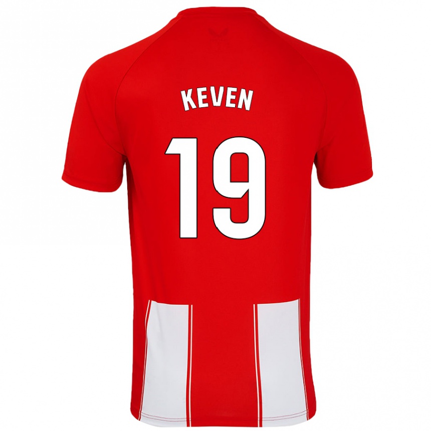 Gyermek Labdarúgás Keven #19 Piros Fehér Hazai Jersey 2024/25 Mez Póló Ing