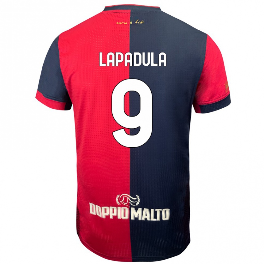 Gyermek Labdarúgás Gianluca Lapadula #9 Piros Sötétebb Kék Hazai Jersey 2024/25 Mez Póló Ing