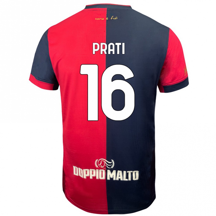 Gyermek Labdarúgás Matteo Prati #16 Piros Sötétebb Kék Hazai Jersey 2024/25 Mez Póló Ing