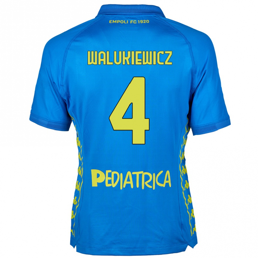 Gyermek Labdarúgás Sebastian Walukiewicz #4 Kék Hazai Jersey 2024/25 Mez Póló Ing