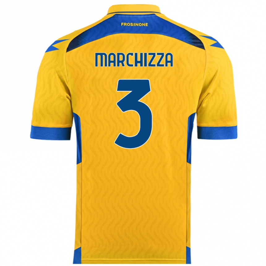 Gyermek Labdarúgás Riccardo Marchizza #3 Sárga Hazai Jersey 2024/25 Mez Póló Ing