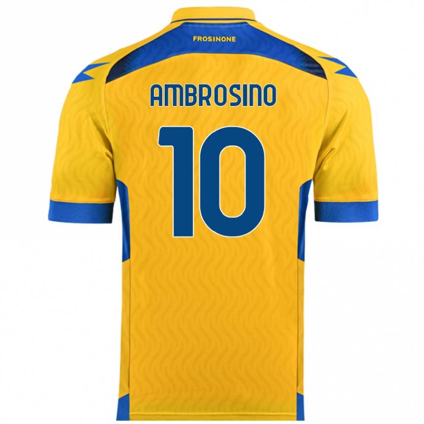 Gyermek Labdarúgás Giuseppe Ambrosino #10 Sárga Hazai Jersey 2024/25 Mez Póló Ing