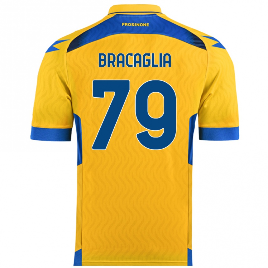 Gyermek Labdarúgás Gabriele Bracaglia #79 Sárga Hazai Jersey 2024/25 Mez Póló Ing