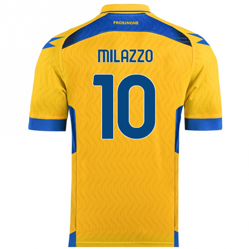 Gyermek Labdarúgás Simone Milazzo #10 Sárga Hazai Jersey 2024/25 Mez Póló Ing