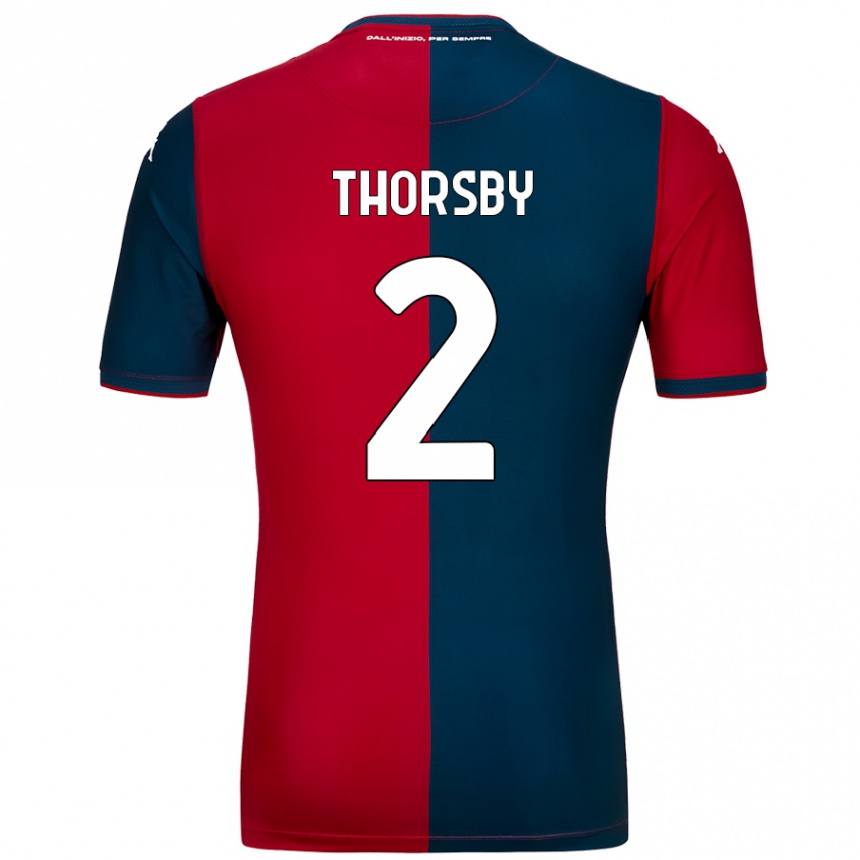 Gyermek Labdarúgás Morten Thorsby #2 Piros Sötétkék Hazai Jersey 2024/25 Mez Póló Ing