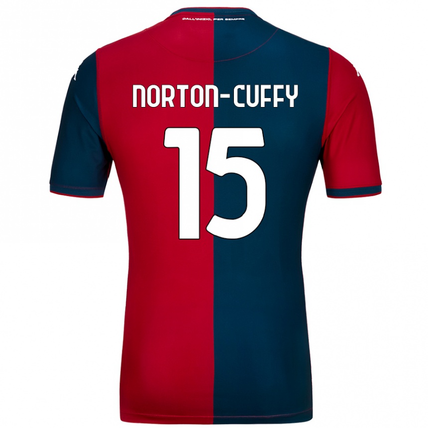 Gyermek Labdarúgás Brooke Norton-Cuffy #15 Piros Sötétkék Hazai Jersey 2024/25 Mez Póló Ing