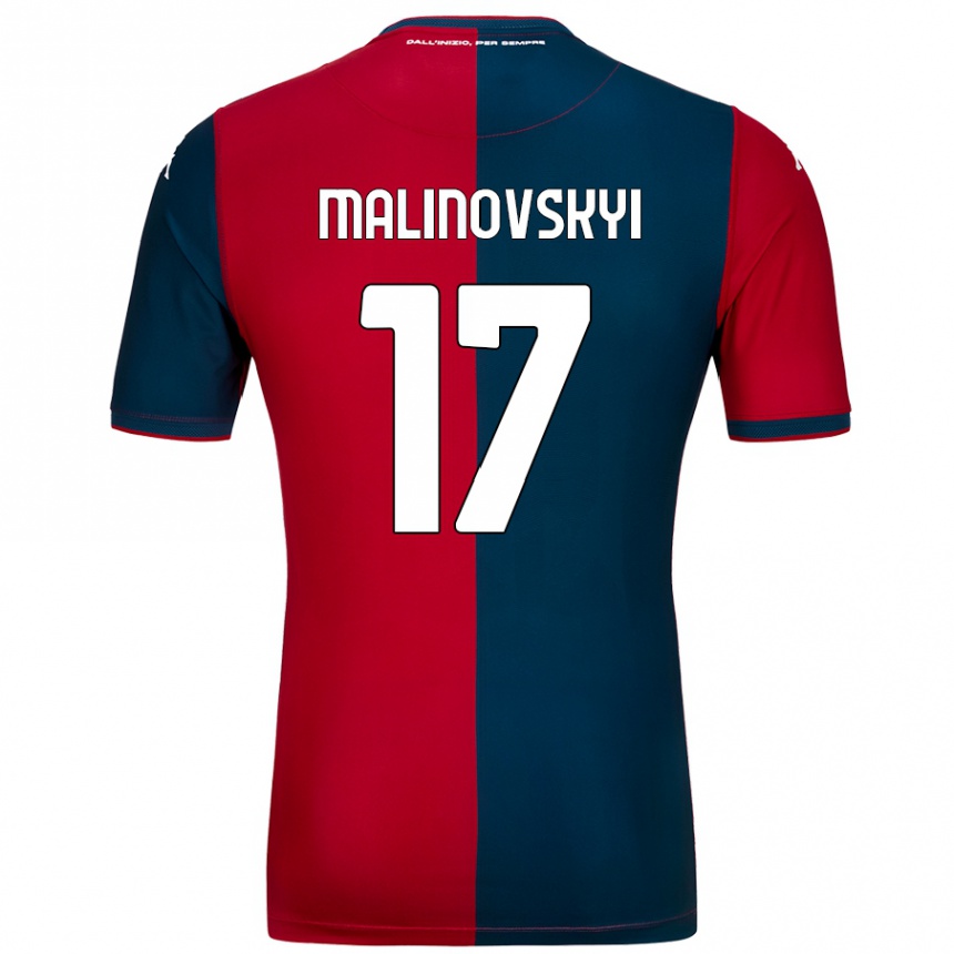 Gyermek Labdarúgás Ruslan Malinovskyi #17 Piros Sötétkék Hazai Jersey 2024/25 Mez Póló Ing