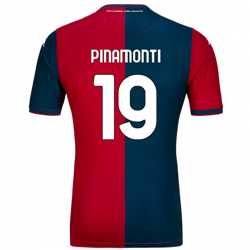 Gyermek Labdarúgás Andrea Pinamonti #19 Piros Sötétkék Hazai Jersey 2024/25 Mez Póló Ing