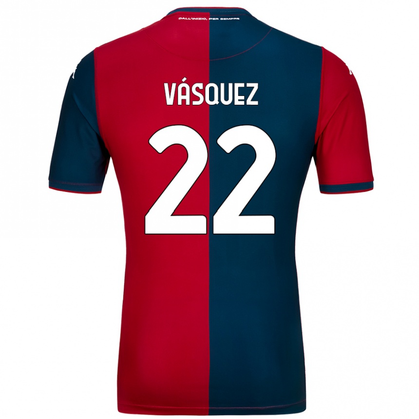 Gyermek Labdarúgás Johan Vásquez #22 Piros Sötétkék Hazai Jersey 2024/25 Mez Póló Ing