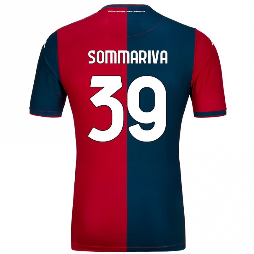 Gyermek Labdarúgás Daniele Sommariva #39 Piros Sötétkék Hazai Jersey 2024/25 Mez Póló Ing