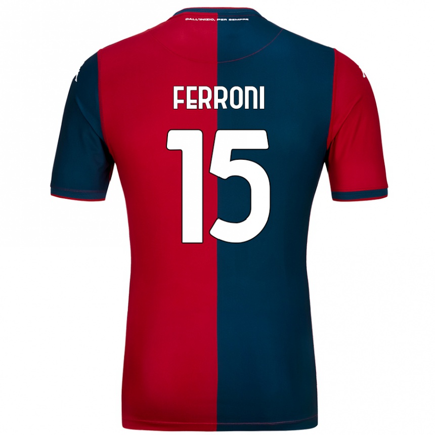 Gyermek Labdarúgás Leonardo Ferroni #15 Piros Sötétkék Hazai Jersey 2024/25 Mez Póló Ing