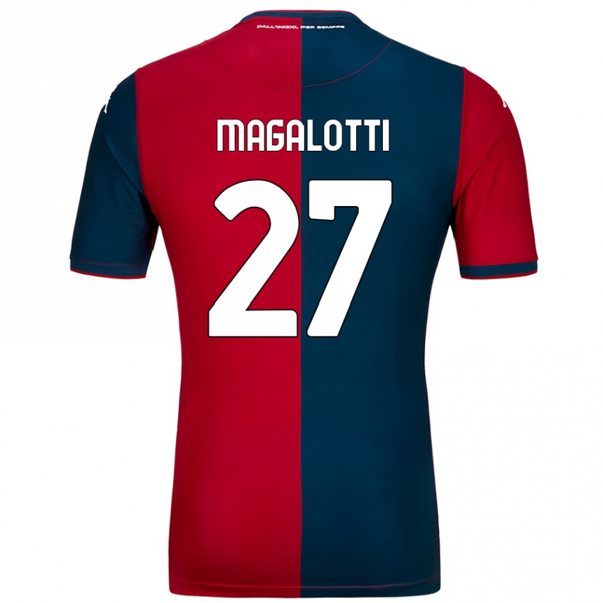 Gyermek Labdarúgás Gabriele Magalotti #27 Piros Sötétkék Hazai Jersey 2024/25 Mez Póló Ing