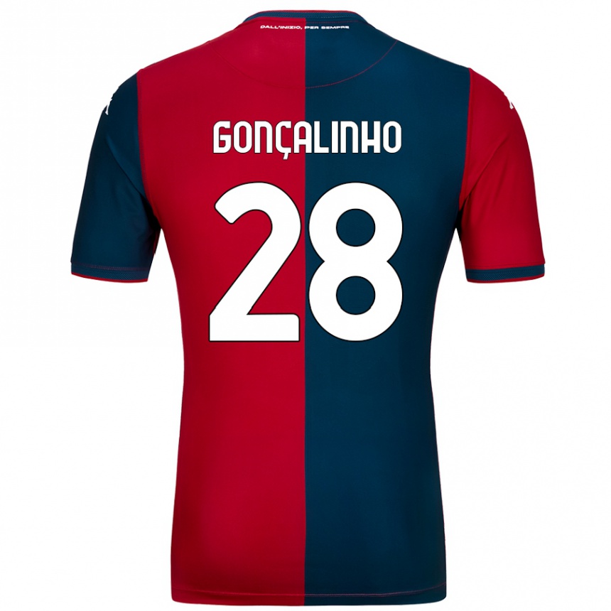 Gyermek Labdarúgás João Gonçalinho #28 Piros Sötétkék Hazai Jersey 2024/25 Mez Póló Ing