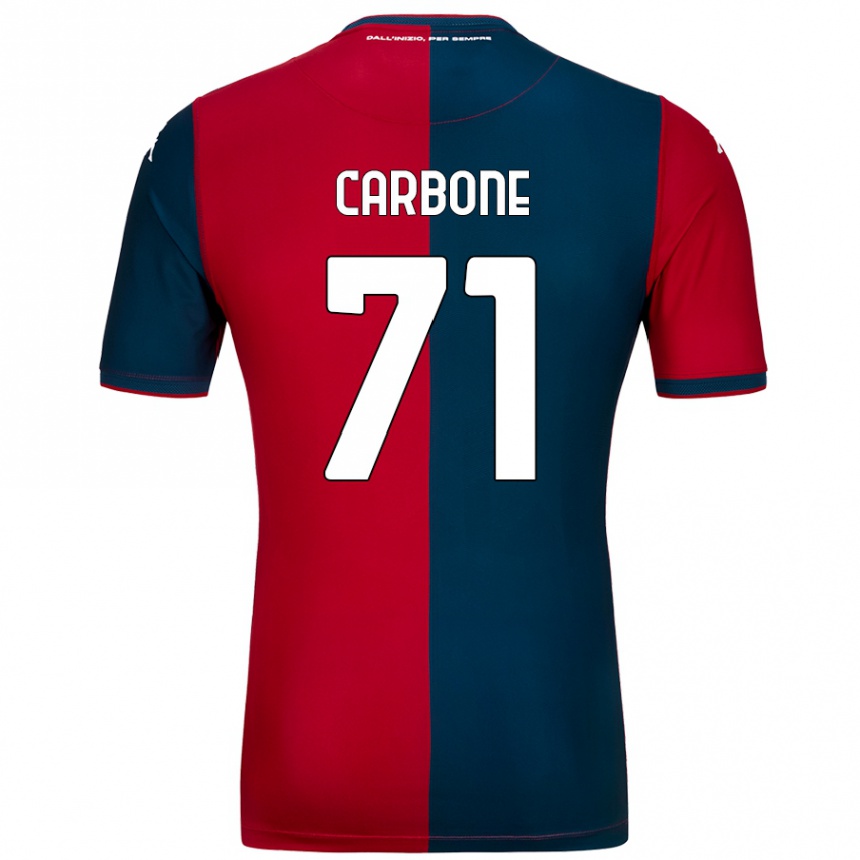 Gyermek Labdarúgás Filippo Carbone #71 Piros Sötétkék Hazai Jersey 2024/25 Mez Póló Ing