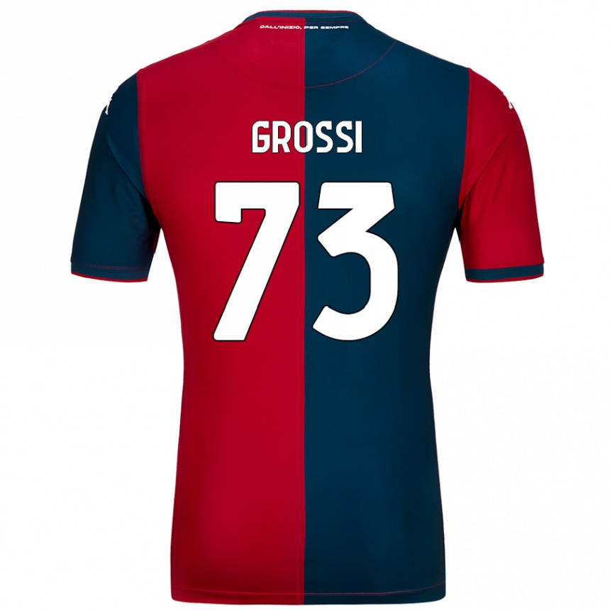 Gyermek Labdarúgás Jacopo Grossi #73 Piros Sötétkék Hazai Jersey 2024/25 Mez Póló Ing