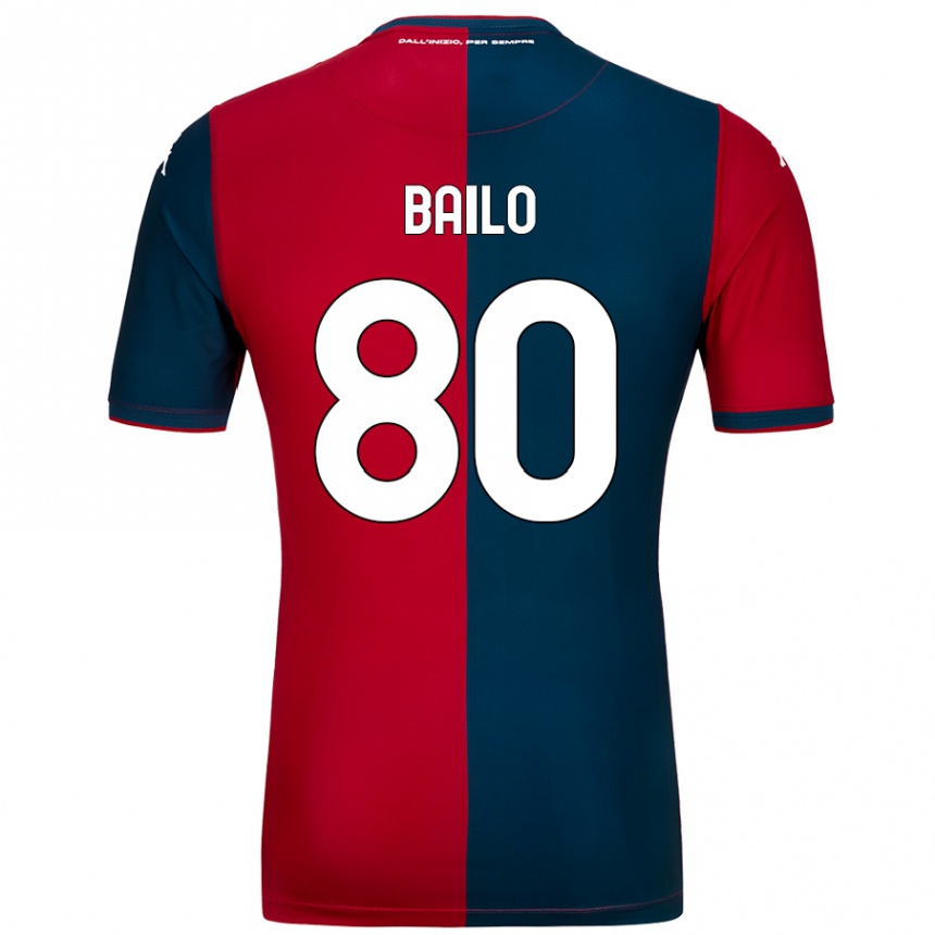 Gyermek Labdarúgás Giorgio Bailo #80 Piros Sötétkék Hazai Jersey 2024/25 Mez Póló Ing