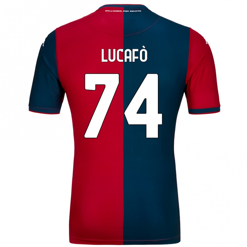 Gyermek Labdarúgás Sara Lucafò #74 Piros Sötétkék Hazai Jersey 2024/25 Mez Póló Ing