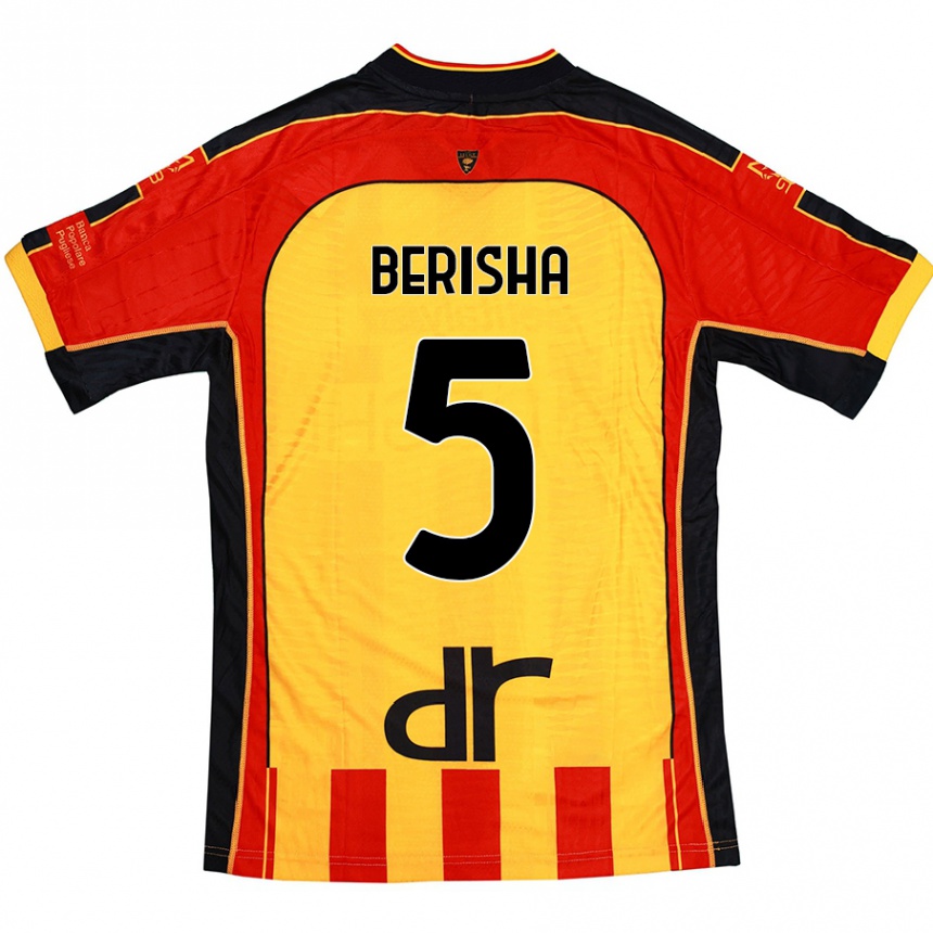 Gyermek Labdarúgás Medon Berisha #5 Sárga Piros Hazai Jersey 2024/25 Mez Póló Ing