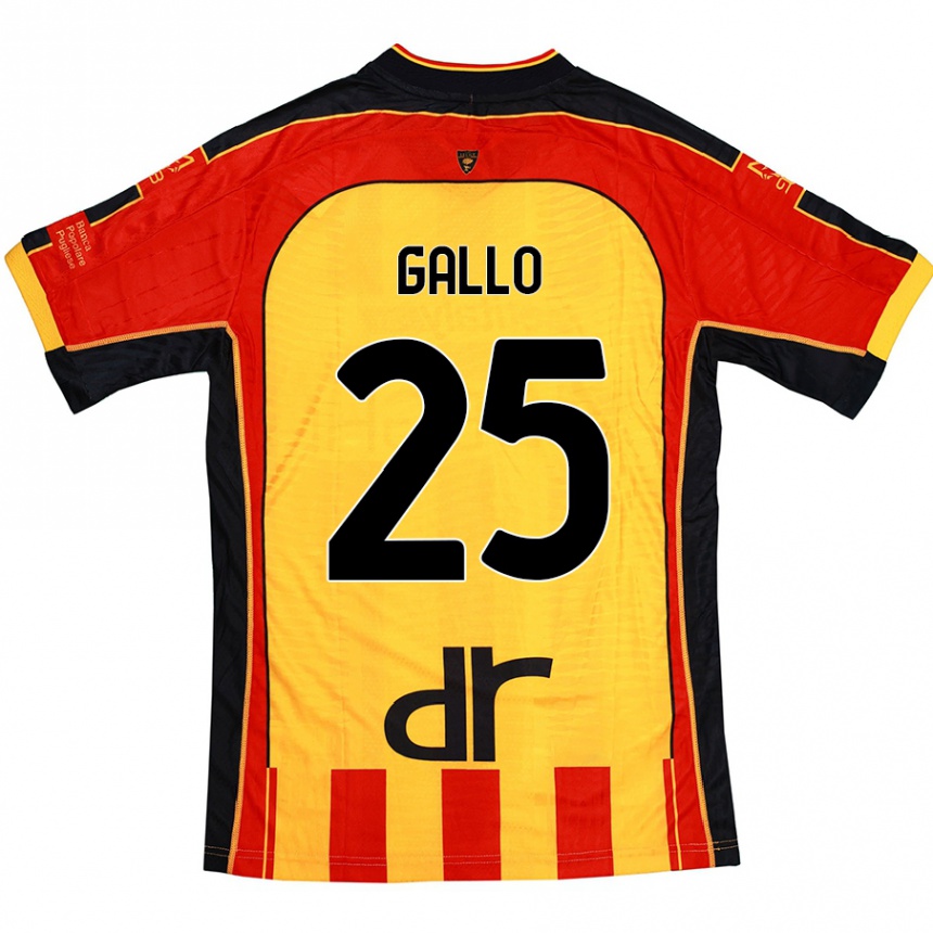 Gyermek Labdarúgás Antonino Gallo #25 Sárga Piros Hazai Jersey 2024/25 Mez Póló Ing