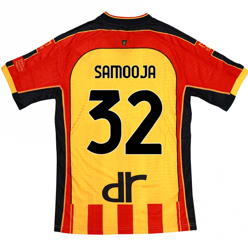 Gyermek Labdarúgás Jasper Samooja #32 Sárga Piros Hazai Jersey 2024/25 Mez Póló Ing