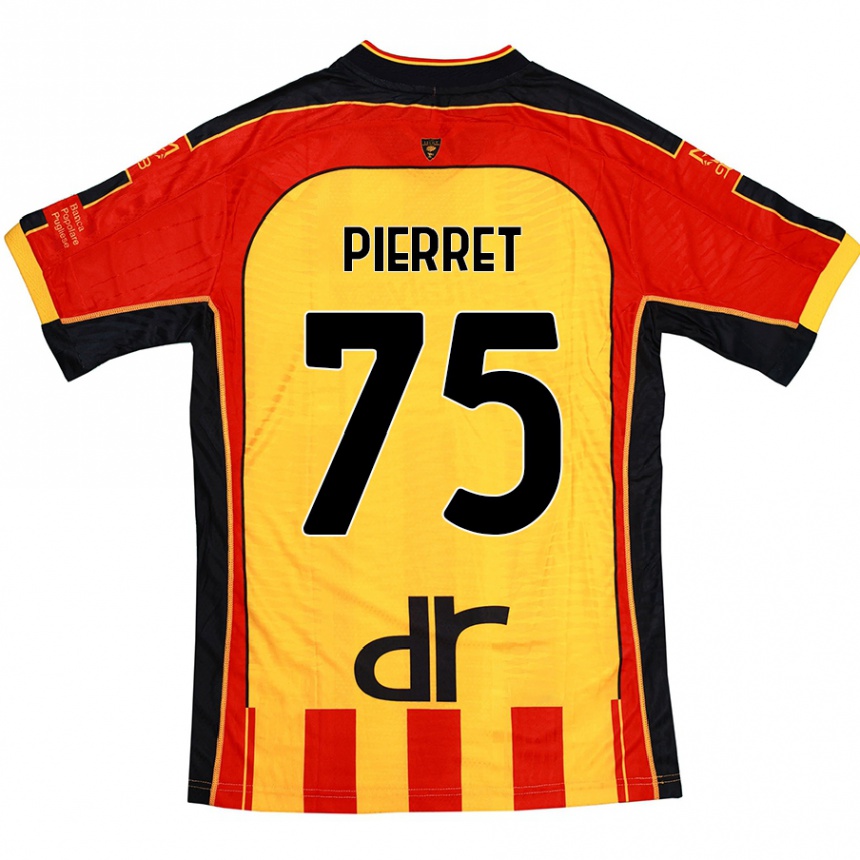 Gyermek Labdarúgás Balthazar Pierret #75 Sárga Piros Hazai Jersey 2024/25 Mez Póló Ing