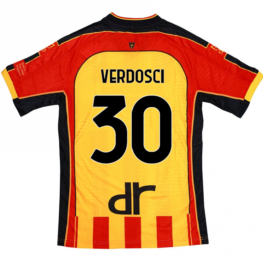 Gyermek Labdarúgás Simone Verdosci #30 Sárga Piros Hazai Jersey 2024/25 Mez Póló Ing