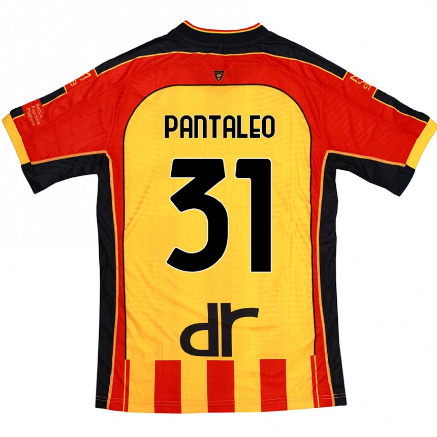 Gyermek Labdarúgás Dario Pantaleo #31 Sárga Piros Hazai Jersey 2024/25 Mez Póló Ing