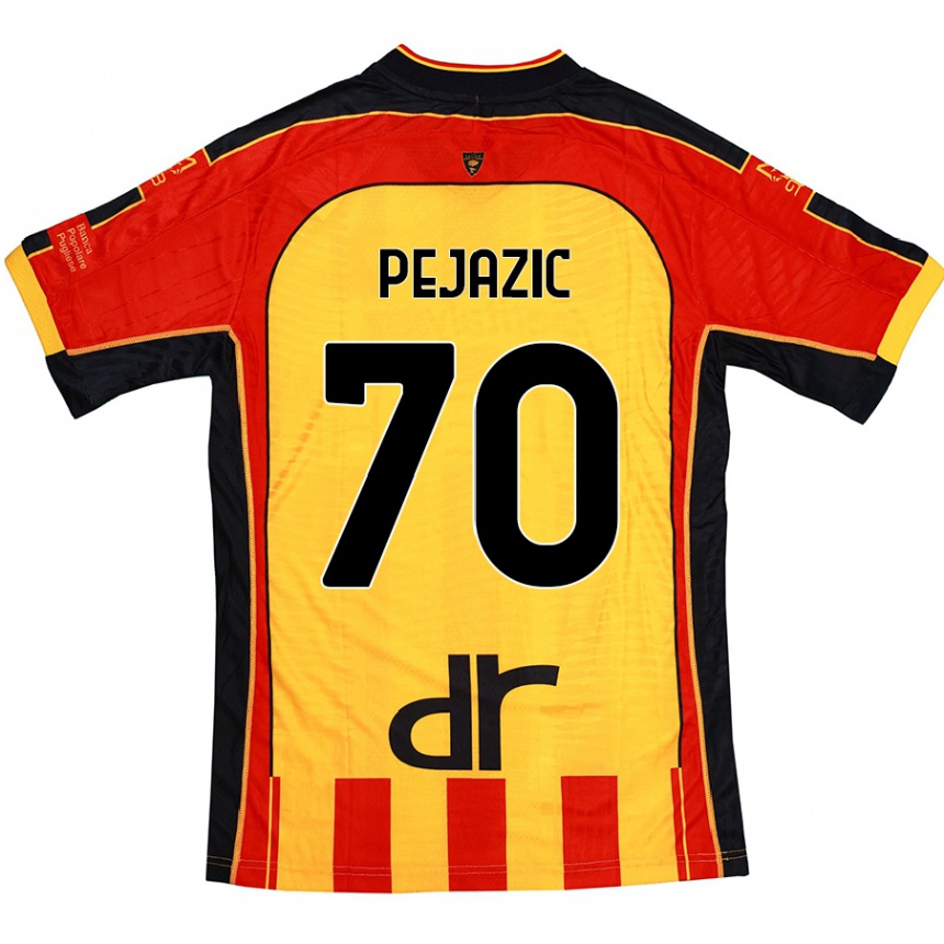 Gyermek Labdarúgás Mario Pejazic #70 Sárga Piros Hazai Jersey 2024/25 Mez Póló Ing