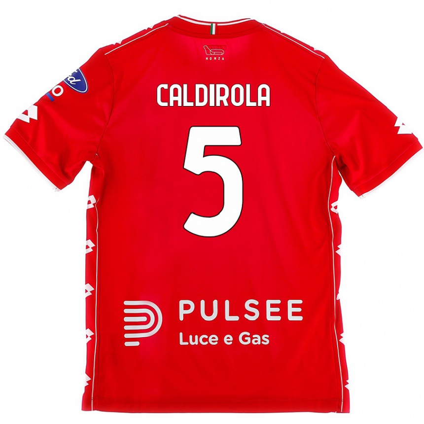 Gyermek Labdarúgás Luca Caldirola #5 Piros Fehér Hazai Jersey 2024/25 Mez Póló Ing