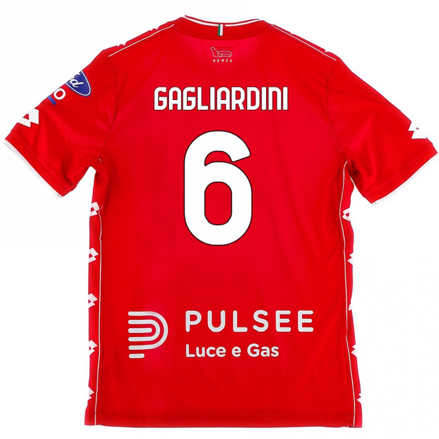 Gyermek Labdarúgás Roberto Gagliardini #6 Piros Fehér Hazai Jersey 2024/25 Mez Póló Ing