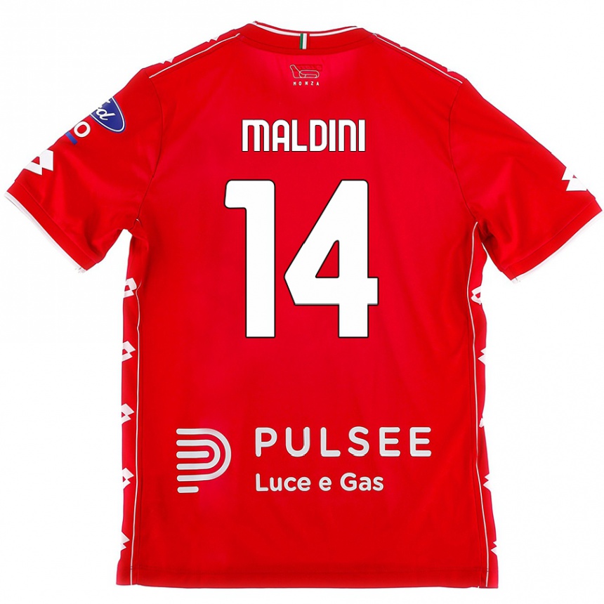 Gyermek Labdarúgás Daniel Maldini #14 Piros Fehér Hazai Jersey 2024/25 Mez Póló Ing